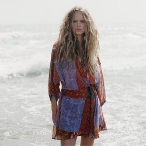 NWT Zara Multicolor Bohemian Mini Dress